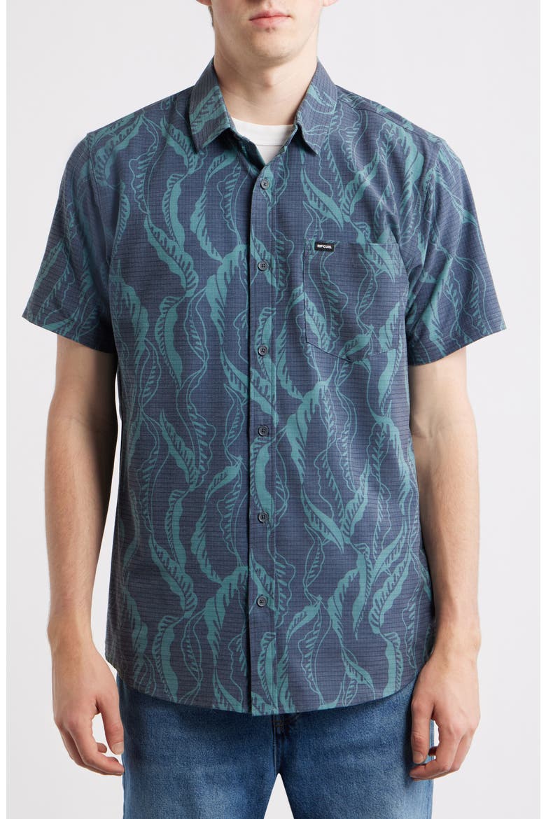 Sessions Aerotech Short Sleeve Performance Button-Up Shirt, Alternate, color, DARK NAVY