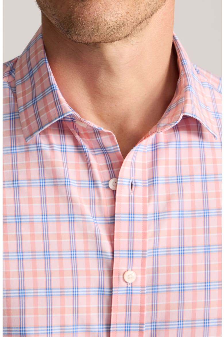 Plaid Performance Button-Up Shirt, Alternate, color, PEACH