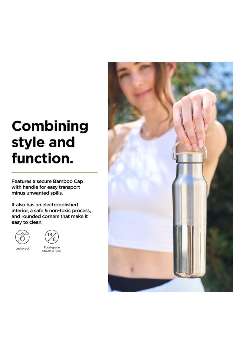 12oz Classic Insulated Water Bottle - Reflect with wooden Cap, Alternate, color, Silver