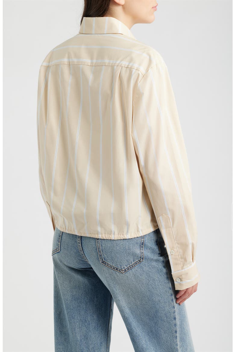 Long Sleeve Stripe Cinch Button-Up Top, Alternate, color, BARE LINE STRIPE
