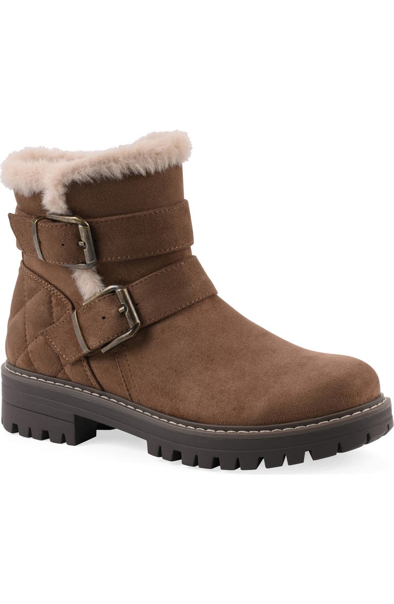 CLIFFS BY WHITE MOUNTAIN Marvin Faux Fur Lined Bootie, Main, color, Chestnut/ Fabric