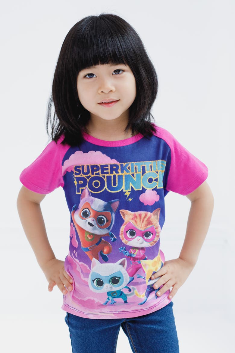 Super Kitties 2-Pack Short Sleeve T-Shirts, Alternate, color, SuperKitties Pink Grey