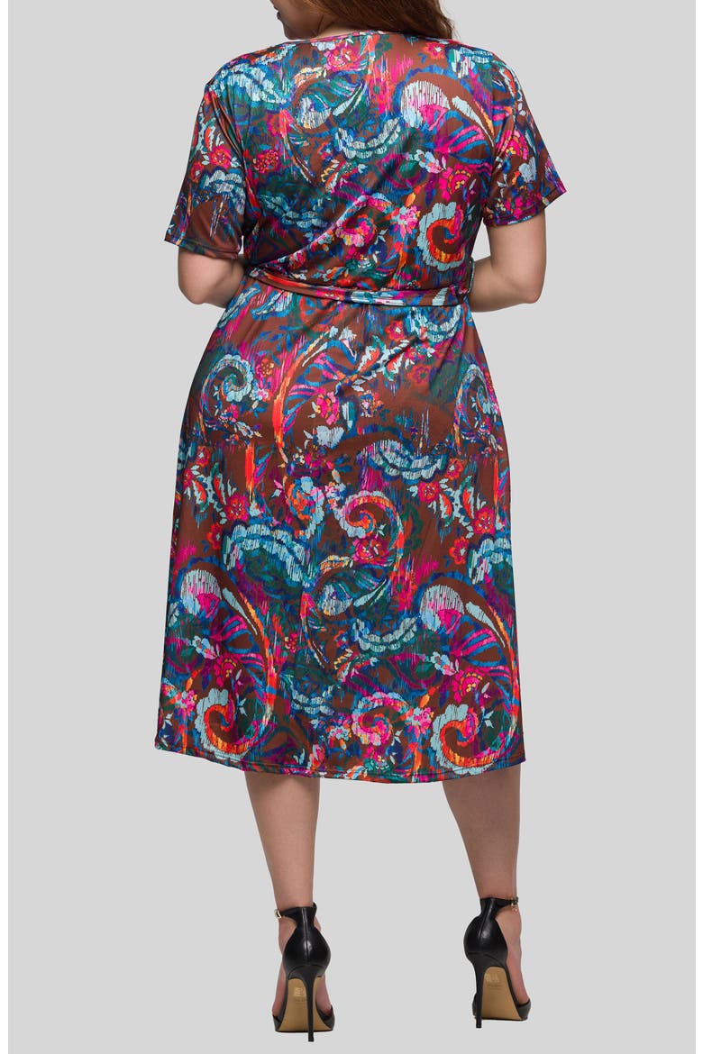 Abstract Floral Tie Waist Knit Midi Dress, Alternate, color, PINK MULTI