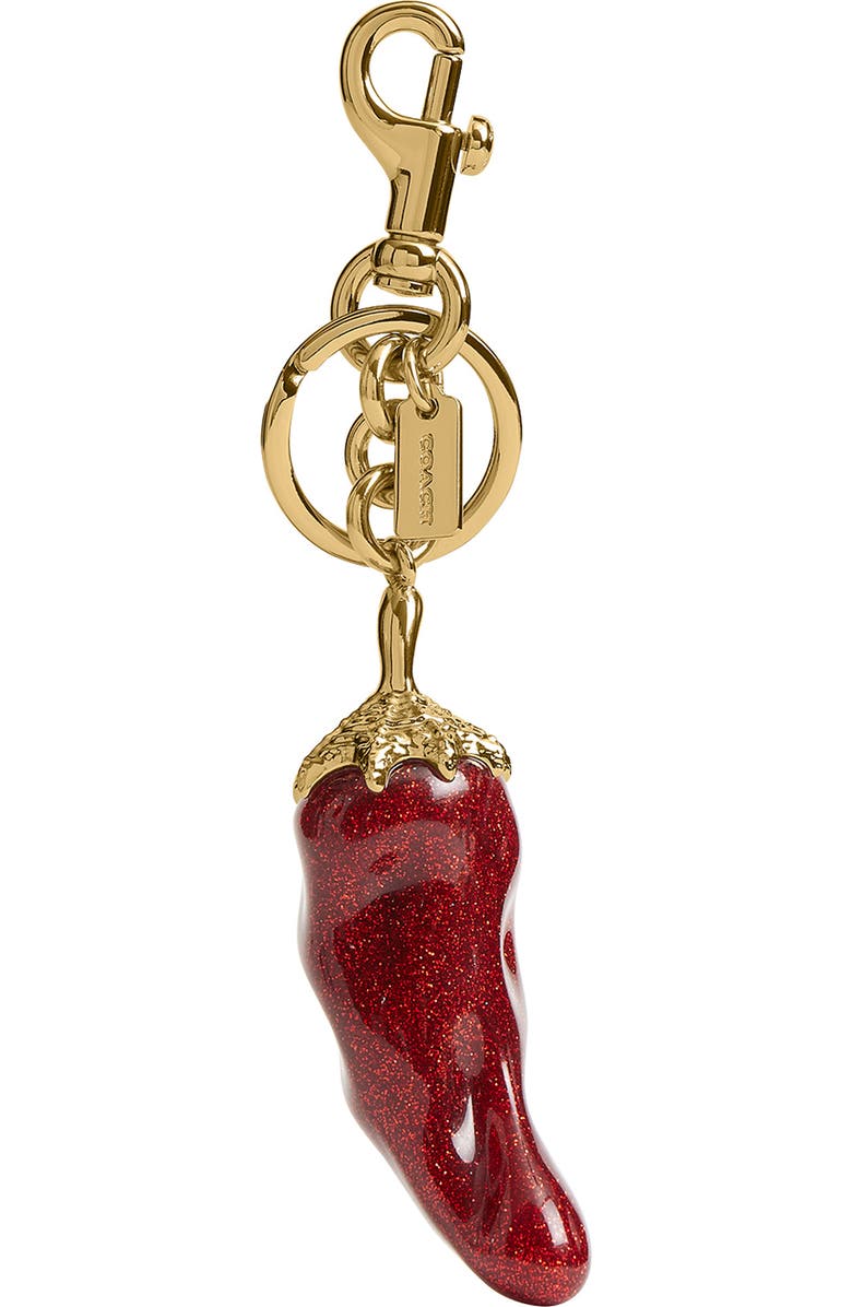 COACH Chili Pepper Bag Charm, Main, color, B4/ Red