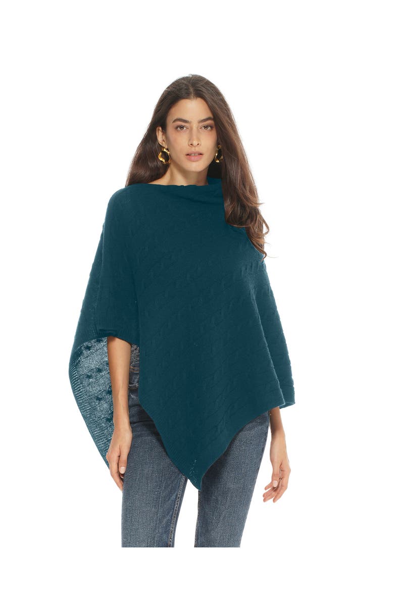 Monticelli Cashmere Pure Cashmere Textured Knit Poncho, Main, color, Forest Green