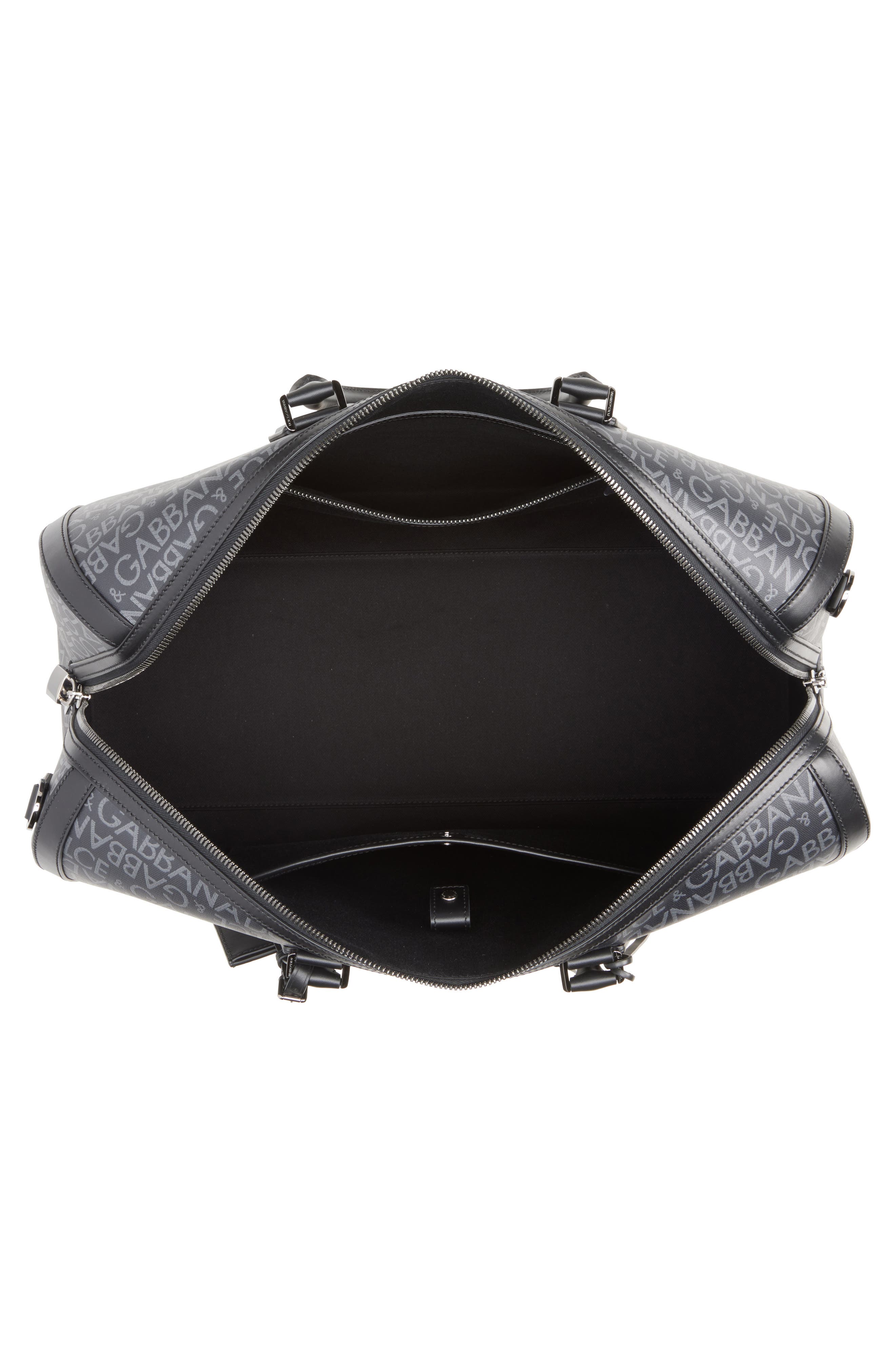 Dolce&Gabbana Logo Jacquard Duffle Bag, Alternate, color, Nero/ Grigio