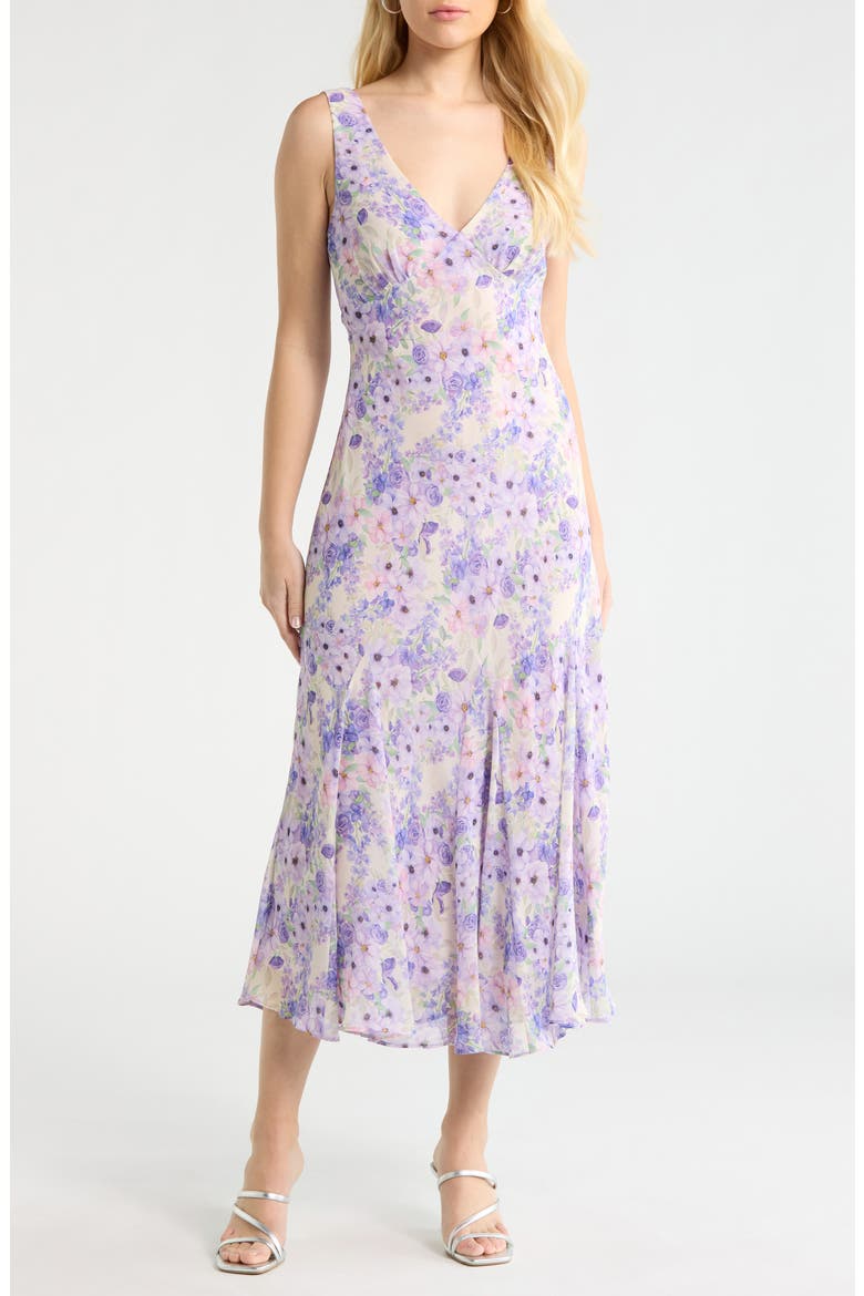Symone V-Neck Maxi Sundress, Main, color, PURPLE FLORAL