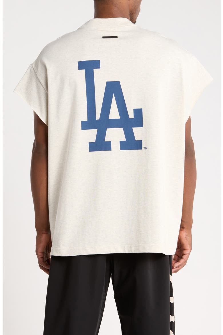 Dodgers '90s Jersey Cotton Cutoff T-Shirt, Alternate, color, OATMEAL HEATHER