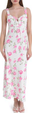 WAYF Romeo Floral Linen Blend Midi Dress