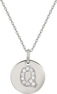 SUZY LEVIAN Cubic Zirconia Initial Disc Pendant Necklace