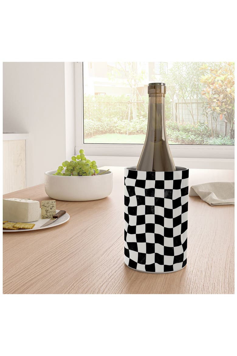 Warped Checkerboard Wine & Champagne Chiller, Alternate, color, BLACK-WHITE
