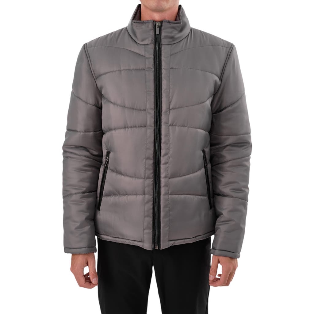 Regency Quilted Puffer Jacket In Gray