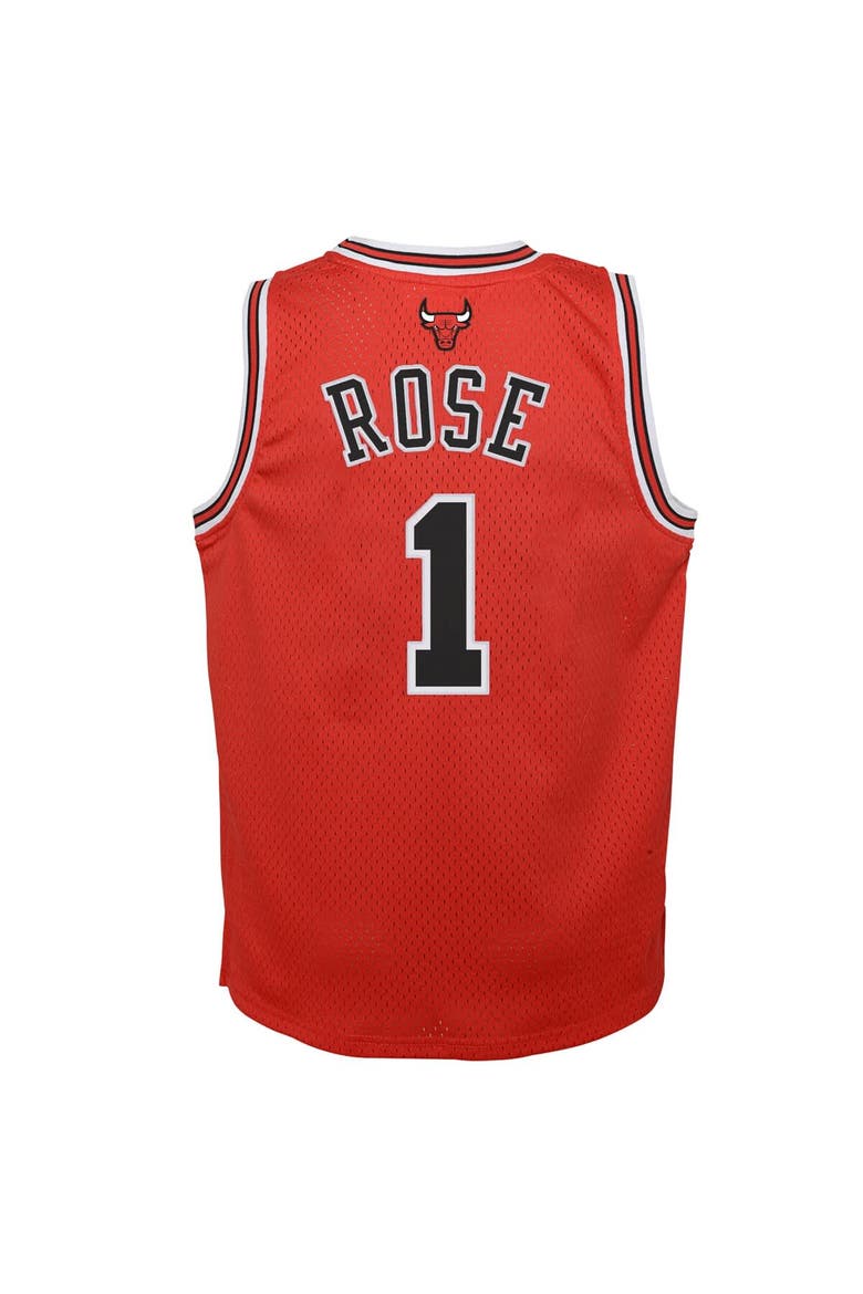 Youth Mitchell & Ness Derrick Rose Red Chicago Bulls 2008/09 Hardwood Classics Swingman Jersey, Alternate, color, Red