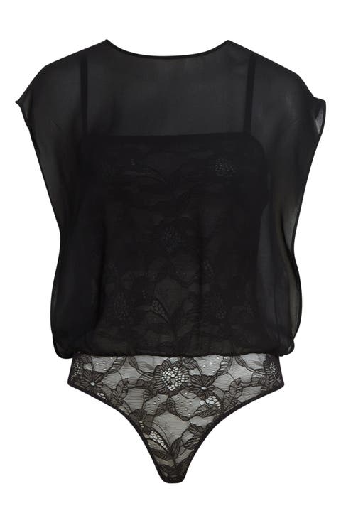 Georgette Overlay Lace Bodysuit