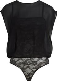 Alaïa Georgette Overlay Lace Bodysuit