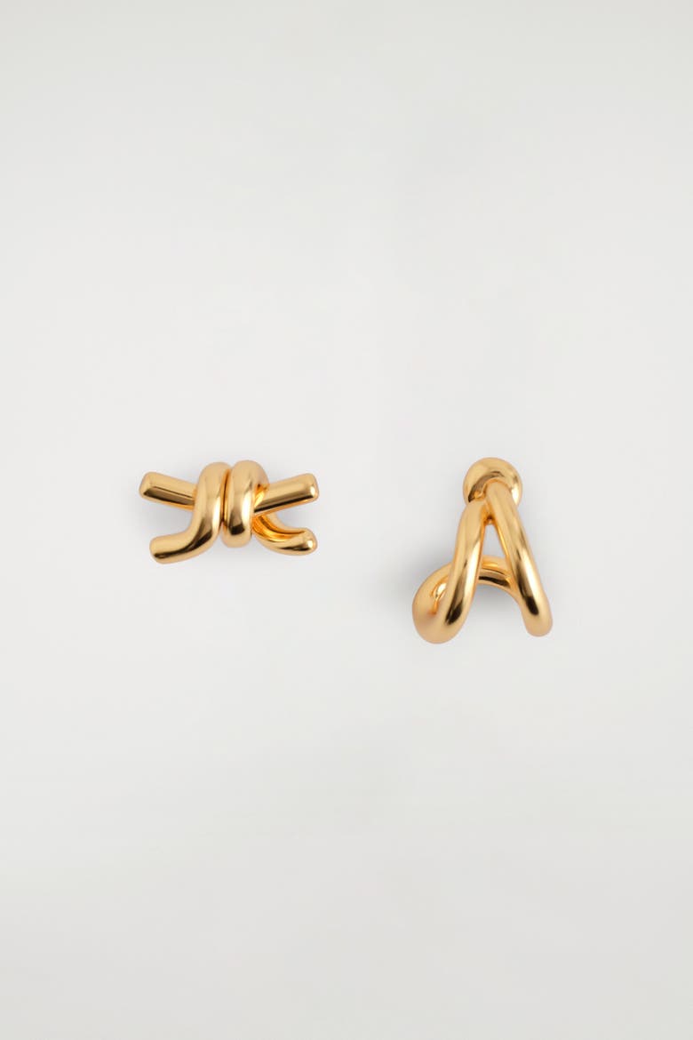 Mismatched Knotted Earrings, Main, color, GOLD