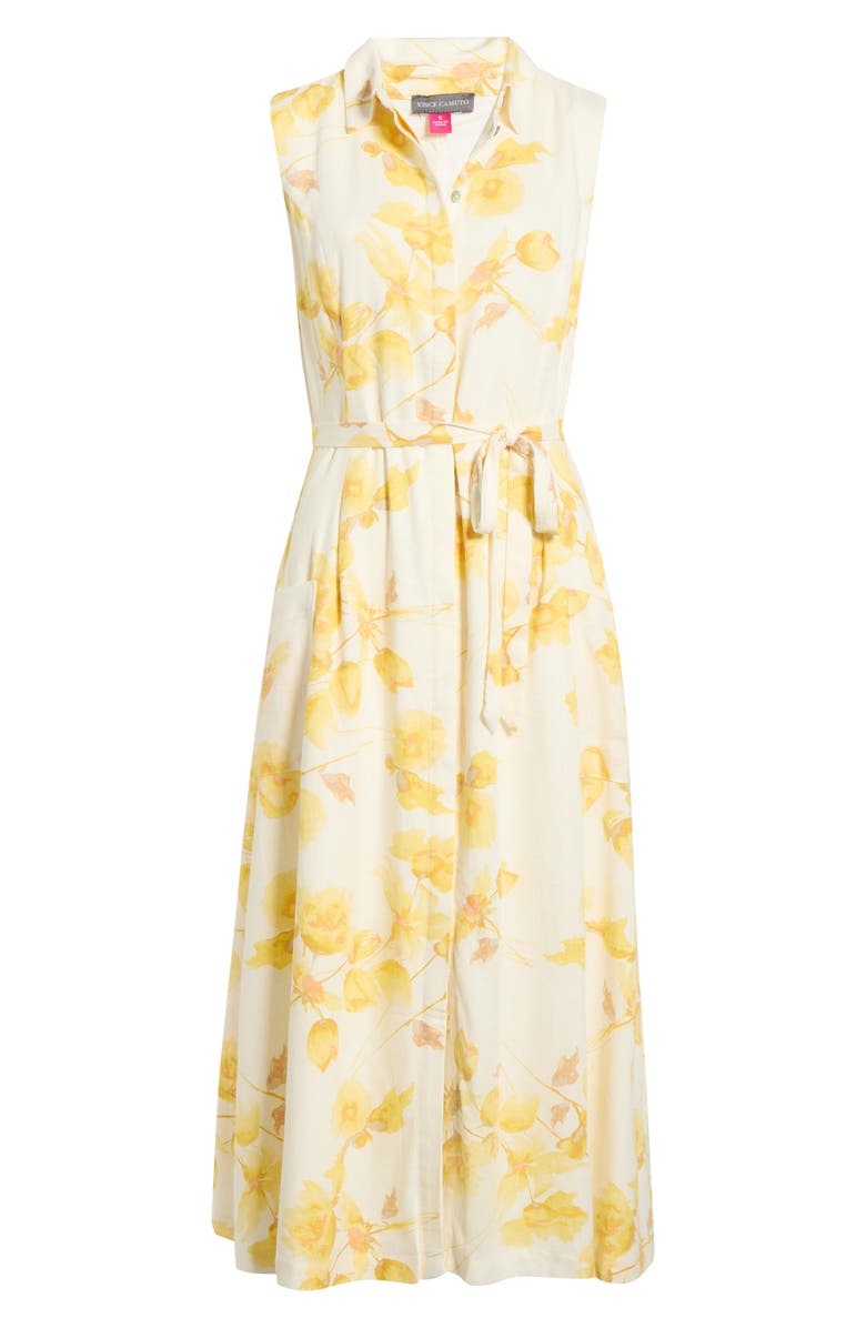 Vince Camuto Floral Print Shirtdress, Main, color, New Ivory