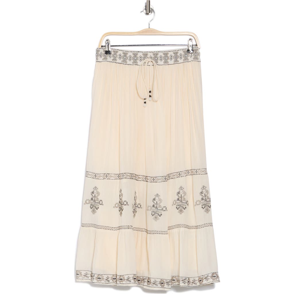Elie Elie Tahari Embroidered Gauze Maxi Skirt In Buttercream