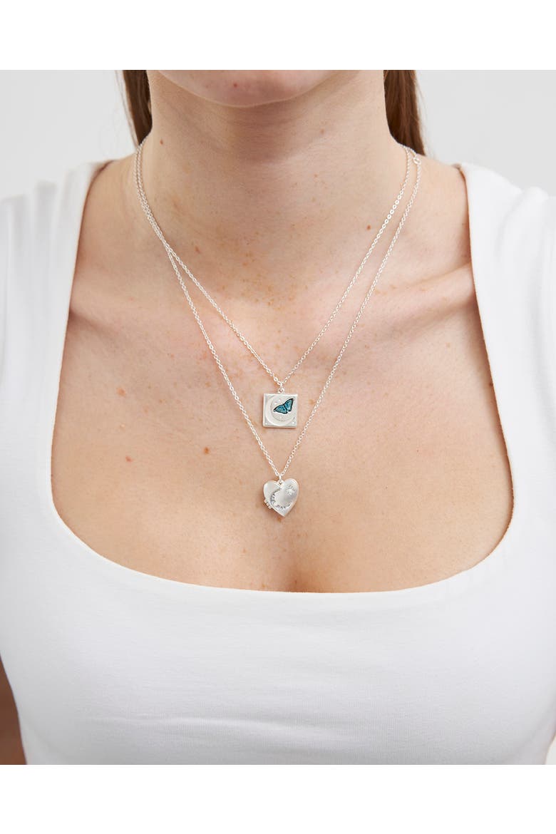 Selene Moon & Periwinkle Locket Necklace, Alternate, color, Silver