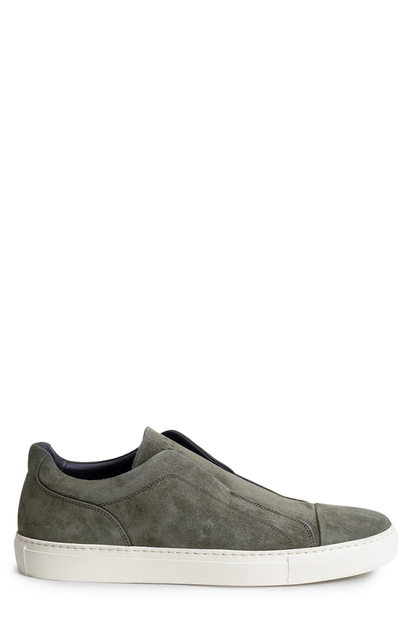 Catro Laceless Suede Slip-On Sneaker, Alternate, color, OLIVE