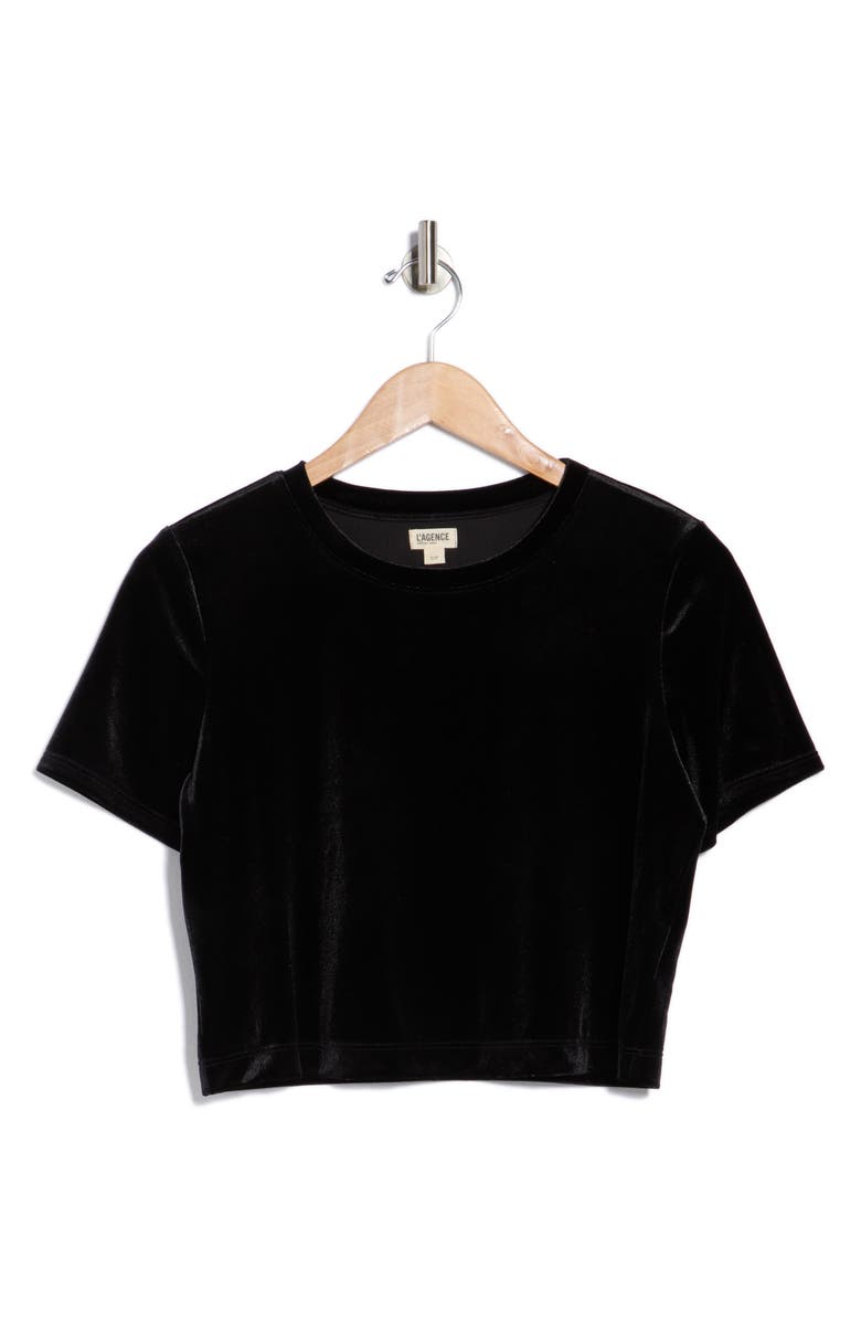 L'AGENCE Donna Crop T-Shirt, Alternate, color, Black