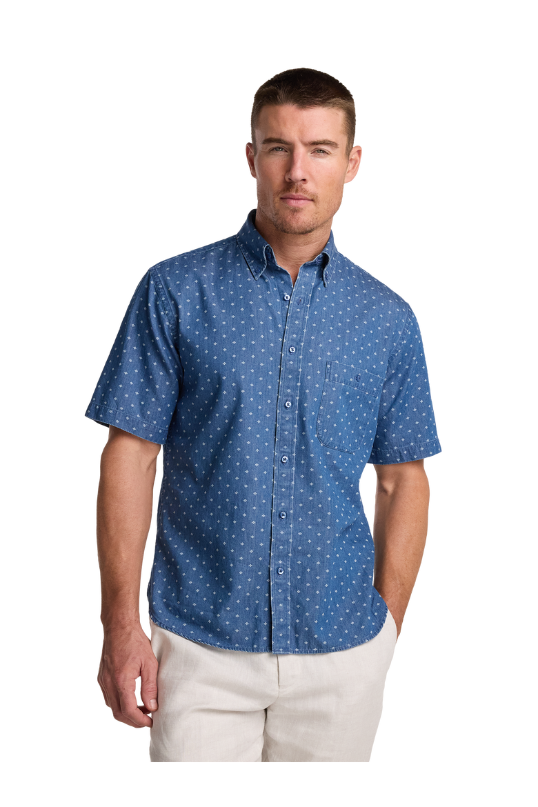Slim Fit Cotton Denim Casual Shirt, Alternate, color, Navy
