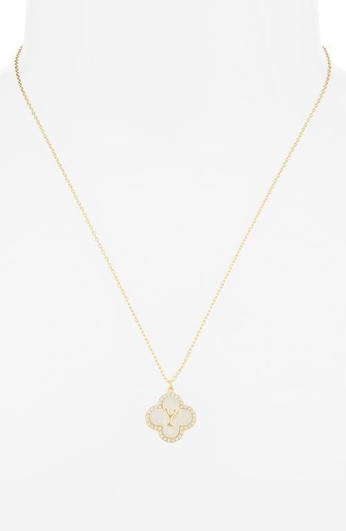 Argento Vivo Sterling Silver Clover Mother-of-pearl Initial Pendant Necklace In Gold