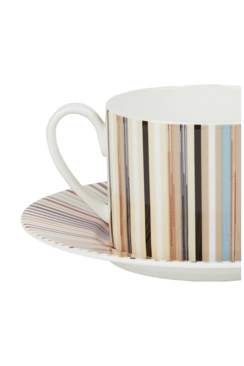 Stripes Jenkins Set Of 2 Tea Cups & Saucers, Alternate, color, White