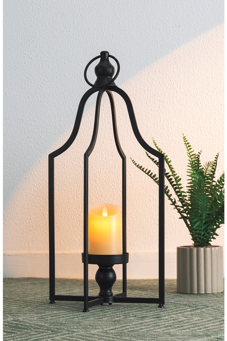 Modern Farmhouse Metal Decorative Lantern Candle Holder, Alternate, color, Black