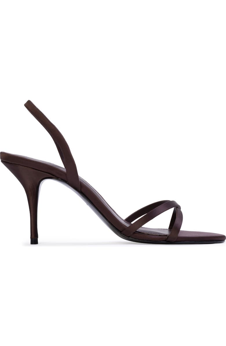 BLACK SUEDE STUDIO Jolla 80 Satin Slingback Sandal, Main, color, Cacao Satin