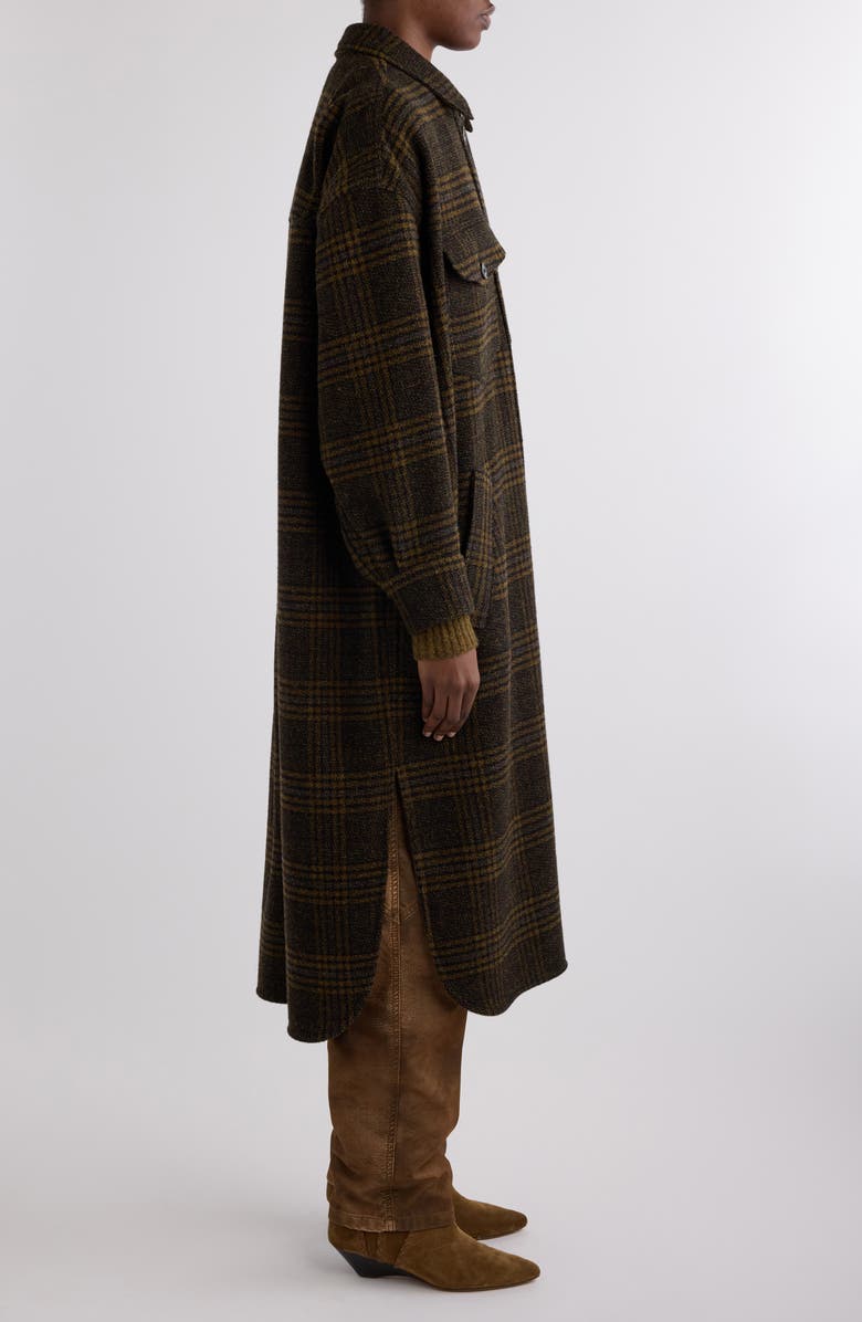 Isabel Marant Étoile Gislene Plaid Virgin Wool Coat, Alternate, color, Khaki