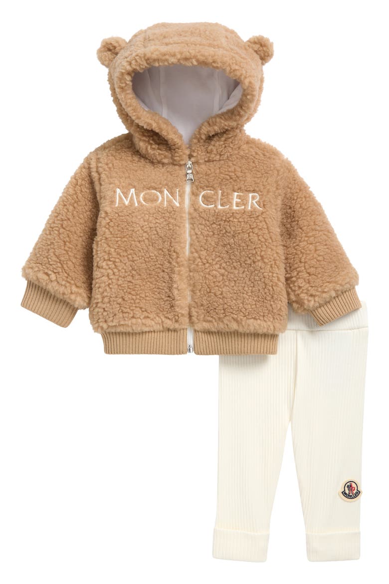 Teddy Hooded Fleece Jacket & Leggings Set, Main, color, 239-BEIGE