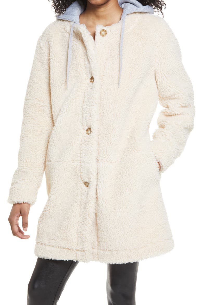 Long Hooded Teddy Coat, Alternate, color, TAN MEMOIR