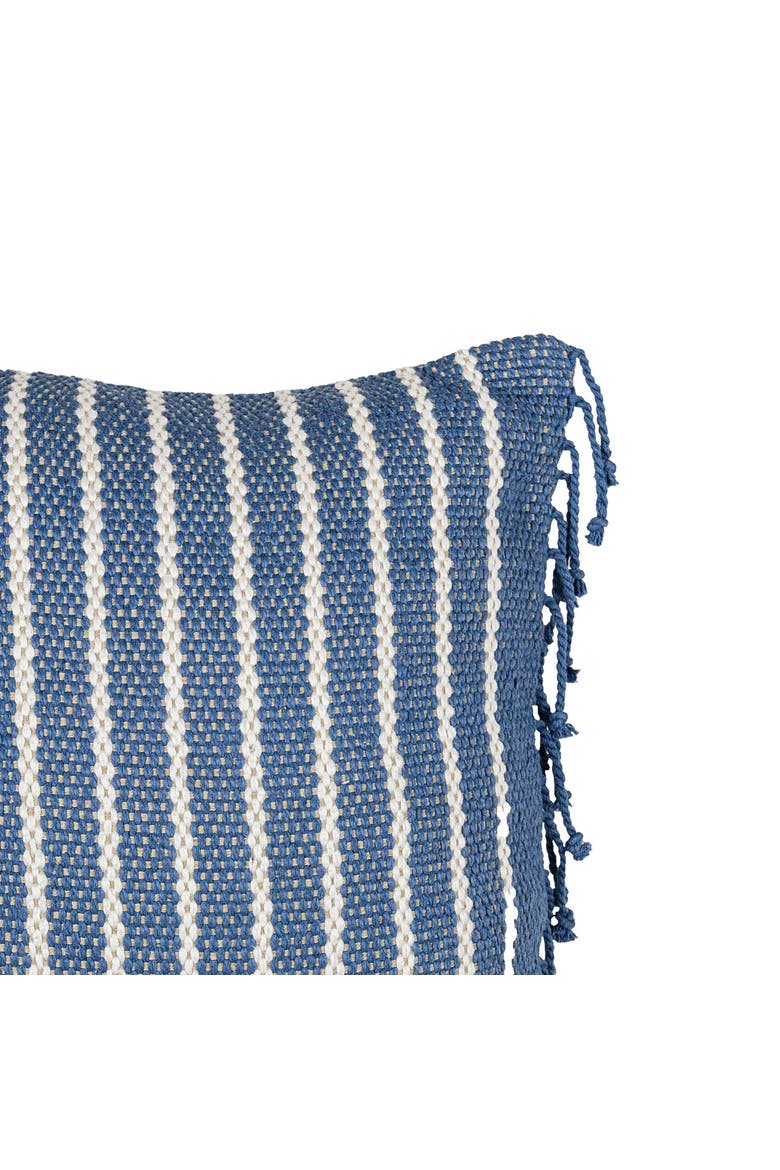 Handwoven Blue Striped Filled Throw Pillow, 20" x 20", Alternate, color, Blue