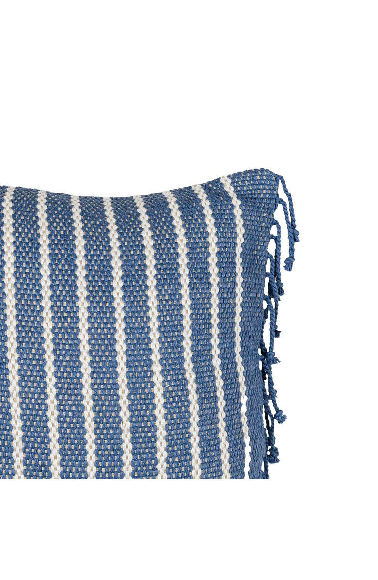 Foreside Home and Garden Handwoven Blue Striped Filled Throw Pillow, 20" x 20", Alternate, color, Blue