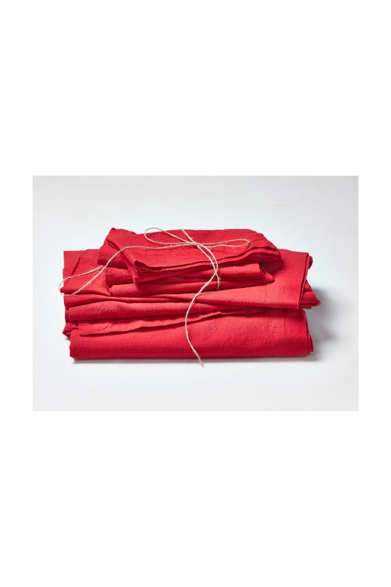 Threads Slub Red Tablecloth - Cotton, Machine Washable, Stylish, Alternate, color, Red