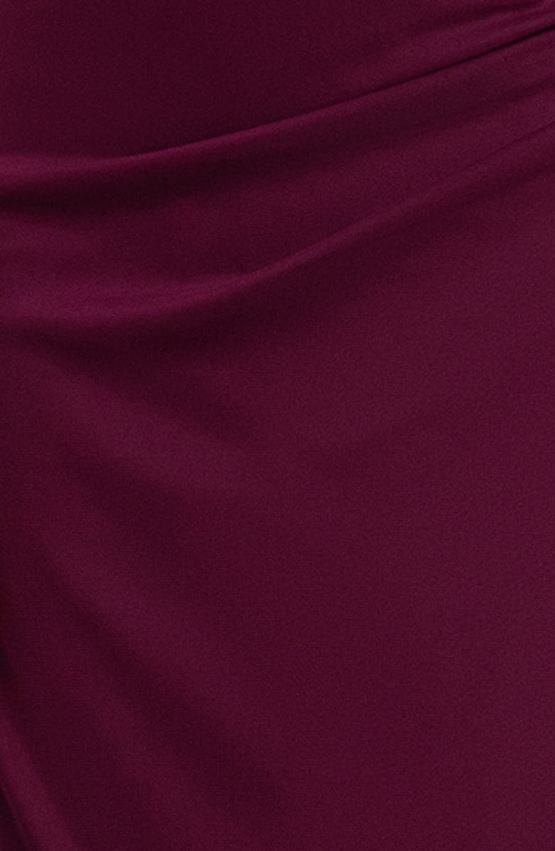 Betsy & Adam Side Ruffle Cowl Neck Sleeveless Gown, Alternate, color, Garnet