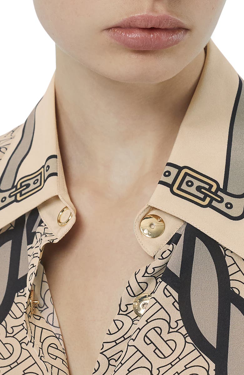 Burberry Unicorn & TB Monogram Print Silk Shirt, Alternate, color, 