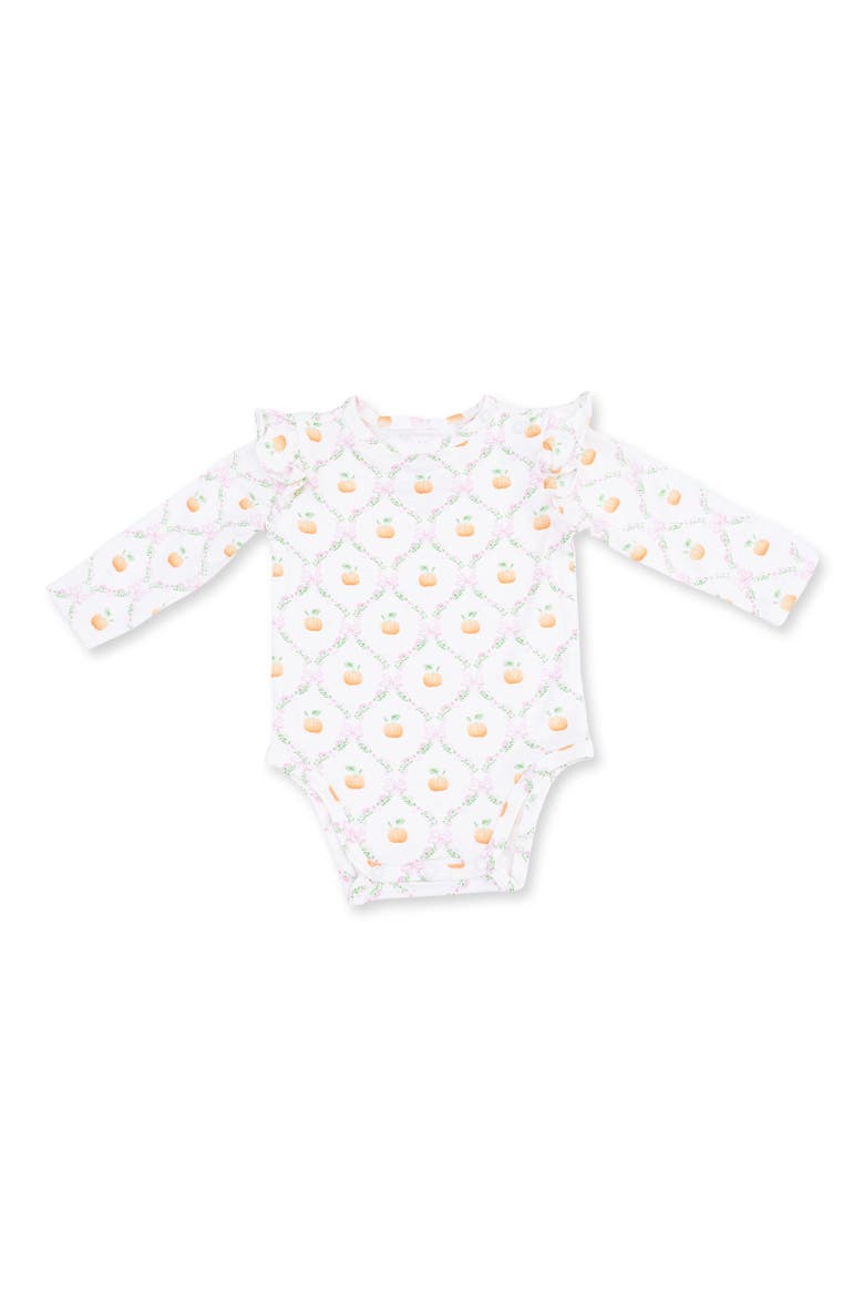 Kids' Pretty Pumpkin Trellis Ruffle Bodysuit, Main, color, IVORY