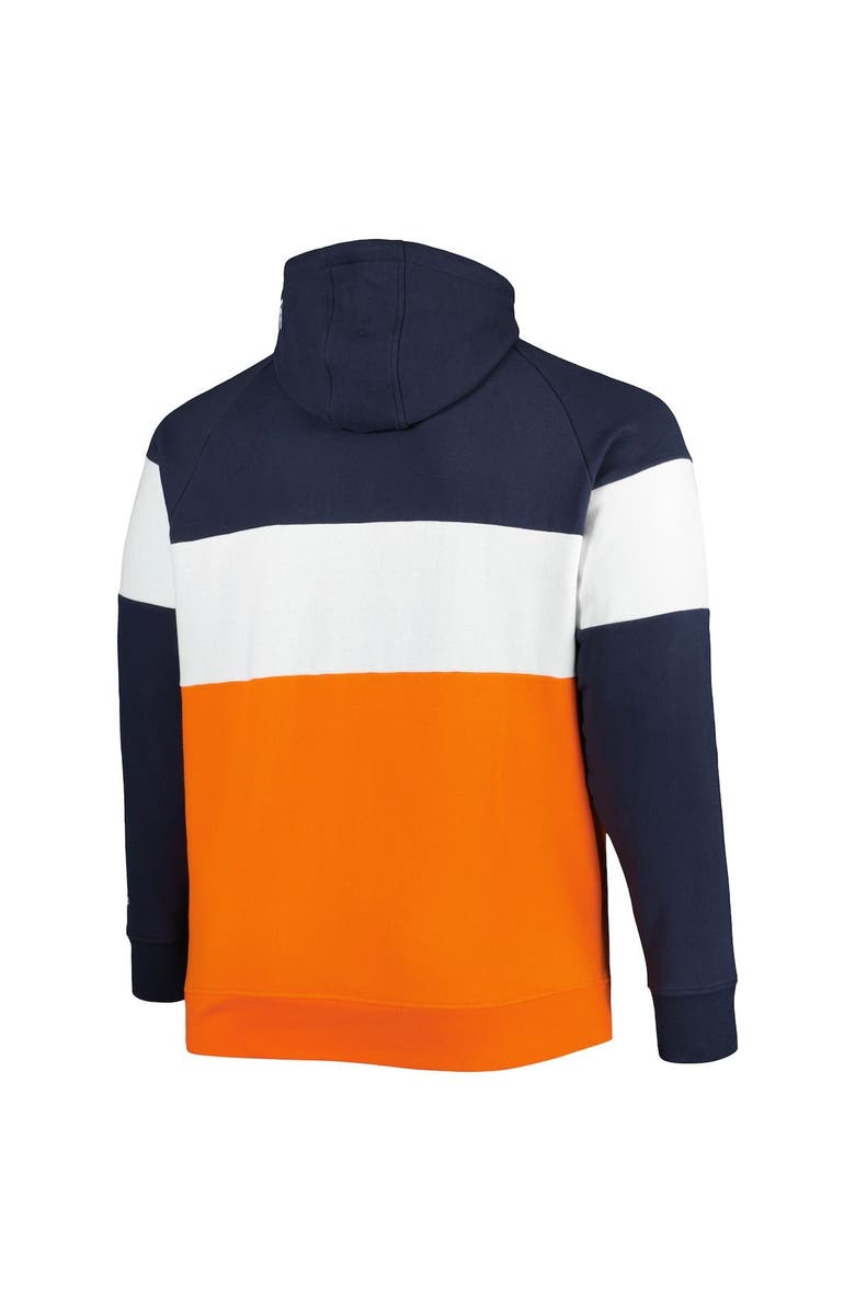 New Era Men's New Era Orange/Navy Chicago Bears Big & Tall Current Colorblock Raglan Fleece Pullover Hoodie, Alternate, color,