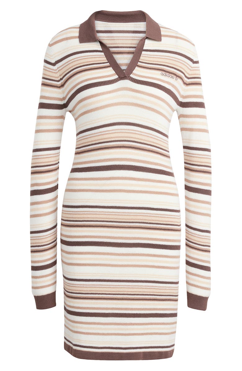 adidas Originals Stripe Long Sleeve Knit Polo Dress, Alternate, color, 
