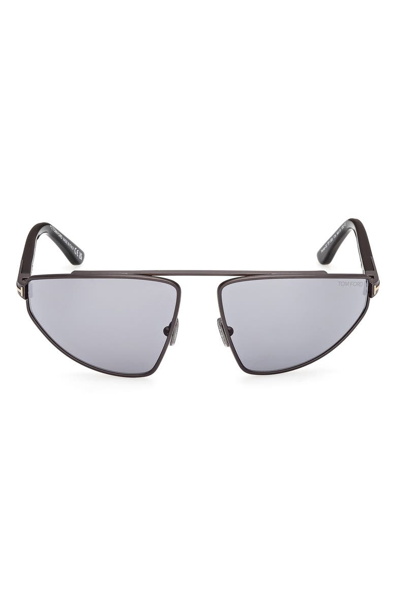 TOM FORD Parker 64mm Oversize Pilot Sunglasses, Main, color, Dark Ruthenium/ Smoke Lens