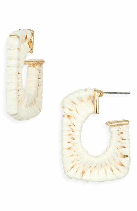 Cara Woven Raffia Hoop Earrings