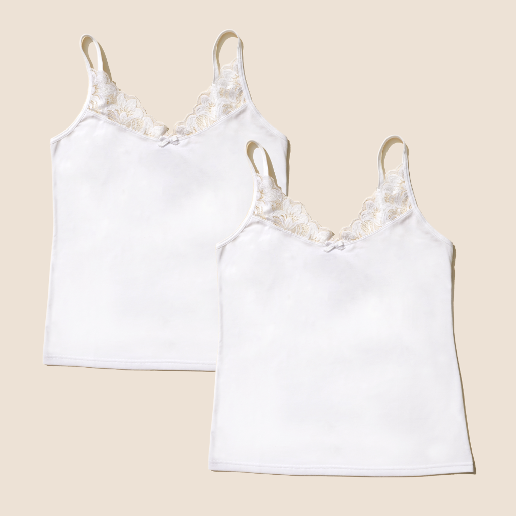Meadow Luna Lace Cotton Cami 2-pack In White