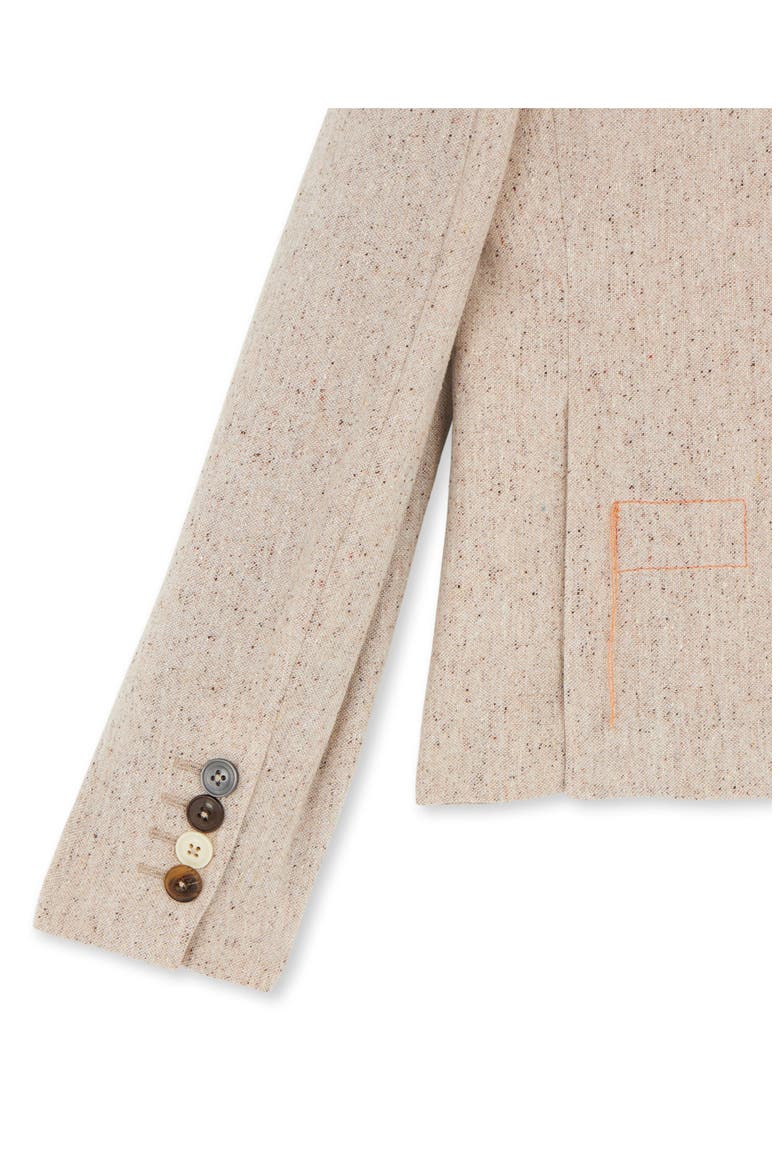 Short Single-Breasted Blazer, Alternate, color, Ecru