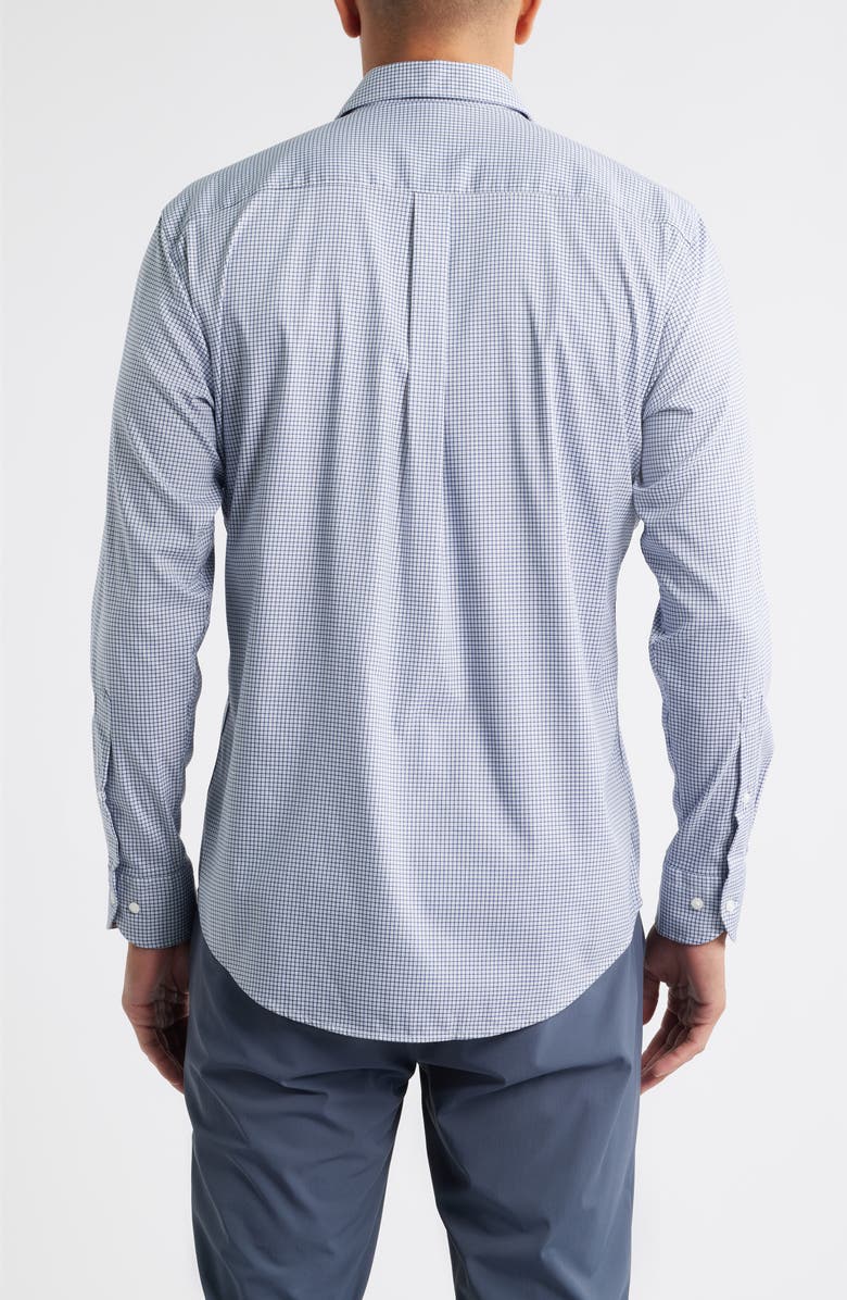 Peter Millar Jackson Crown Lite Microcheck Performance Twill Button-Up Shirt, Alternate, color, Blue Haze