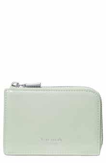 mini glazed leather zip card case