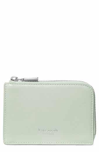 mini glazed leather zip card case
