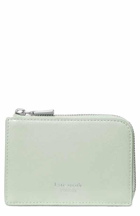 mini glazed leather zip card case