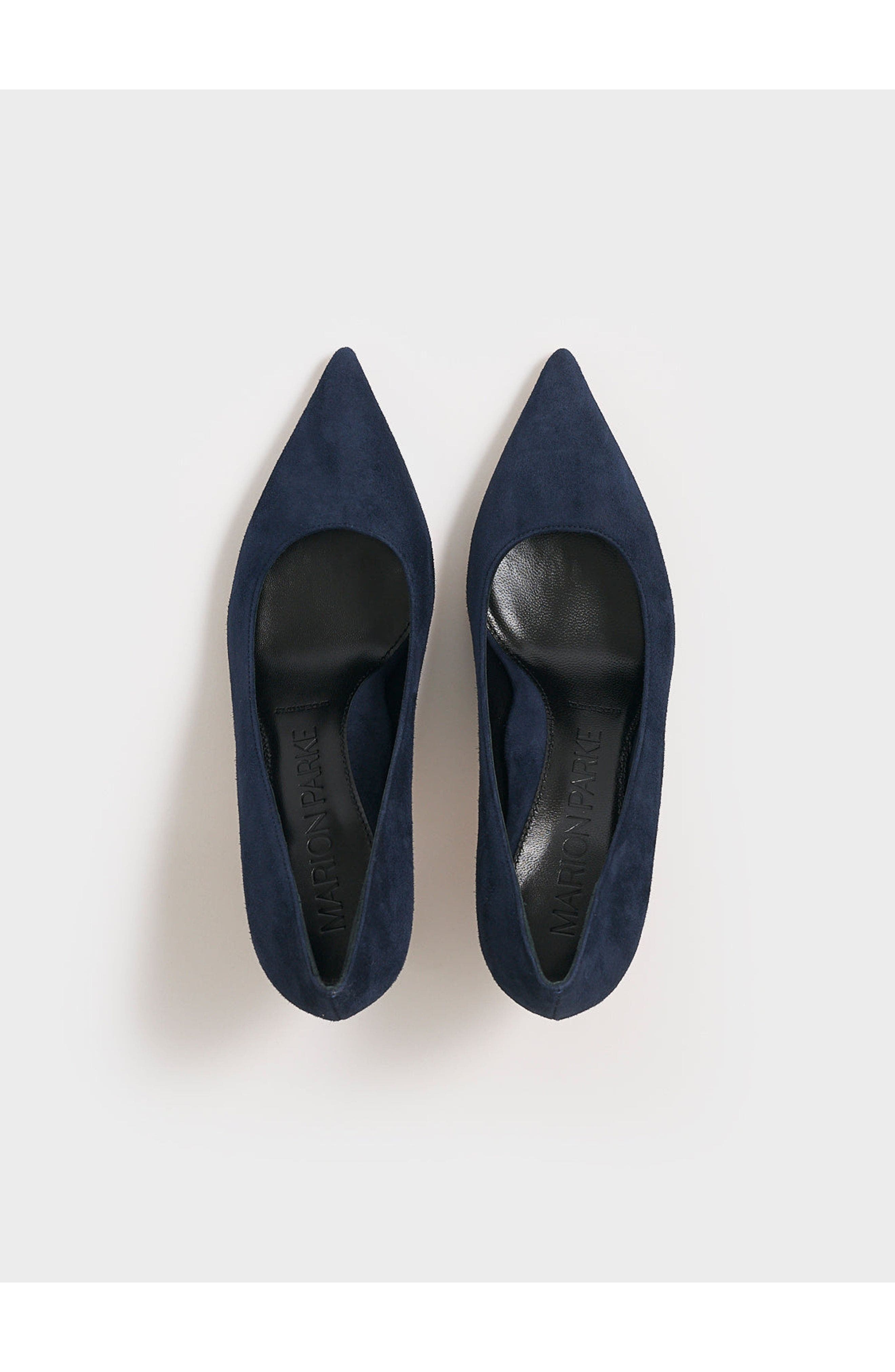 MARION PARKE Classic Pump 45 Suede, Alternate, color, Navy
